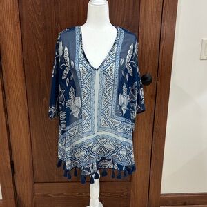 Show Me Your MuMu Blue and White Swim Coverup